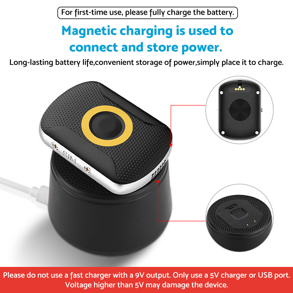 Black 4G wireless GPS dog tracker attached to a durable fabric pet collar. — view 5