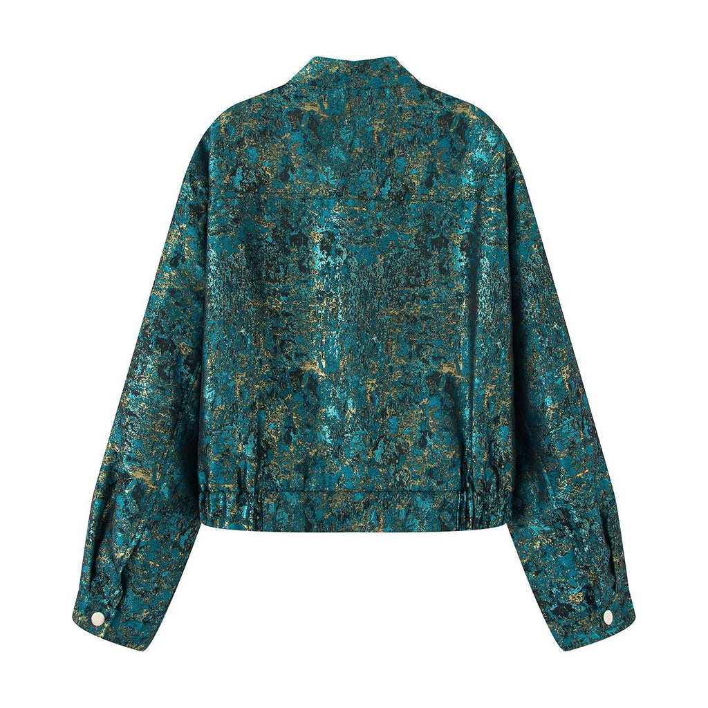 Women's Metallic Jacquard Turquoise Jacket BYMANYC ® New York CONTEMPORARY VIBRANT MODERN FASHION - New Collection-2