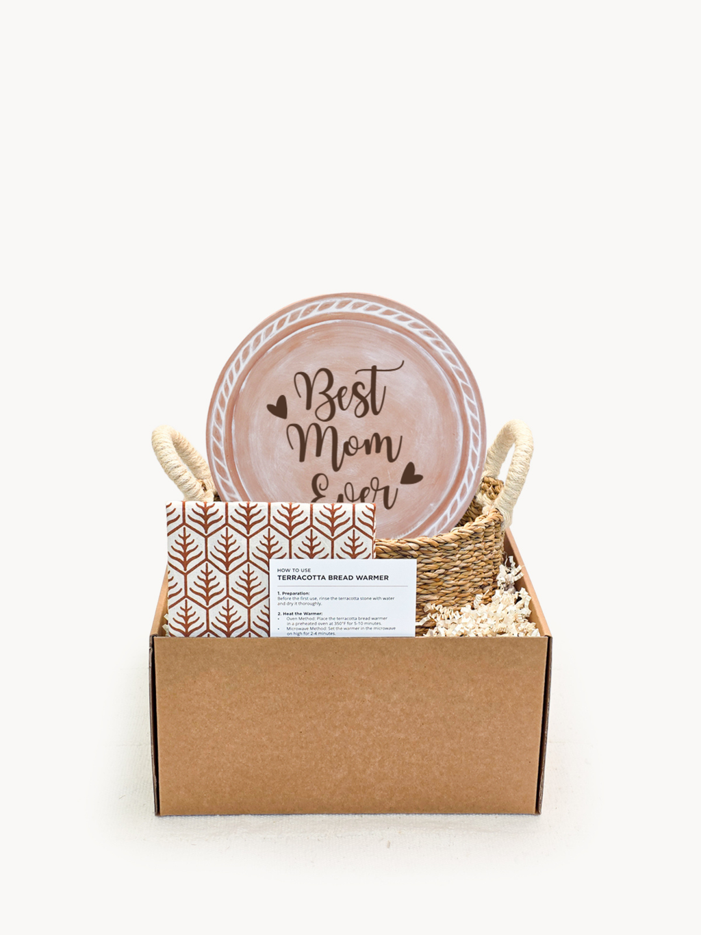Bread Warmer & Basket Gift Set with Tea Towel - Mom Round-0