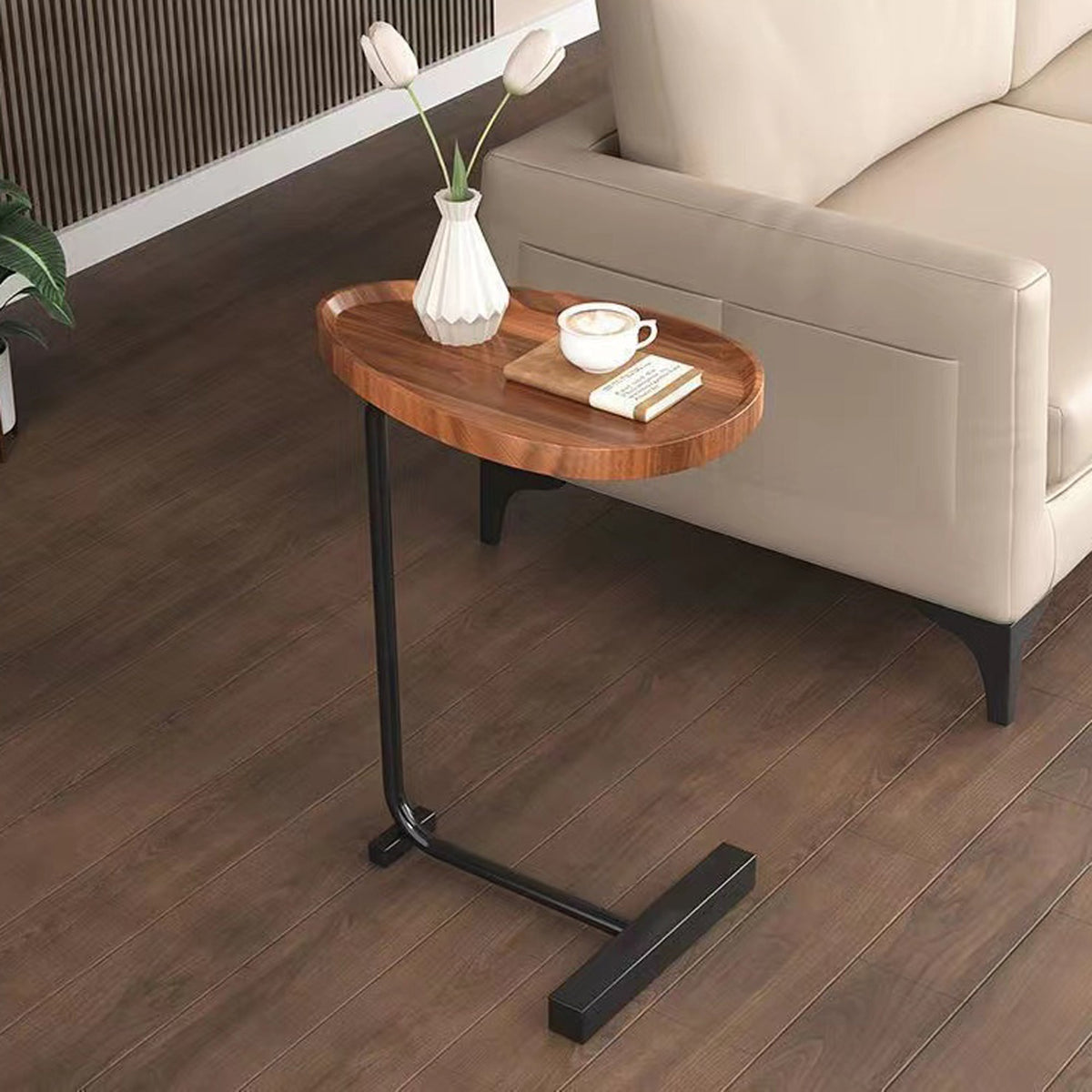 C-shaped Brown Side Table-3