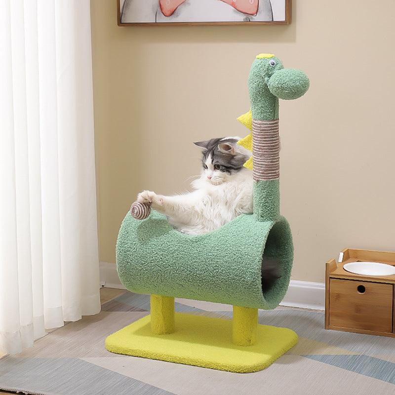 Cat adventure playground climbing frame with built-in litter box in yellow duck animal design. — view 4