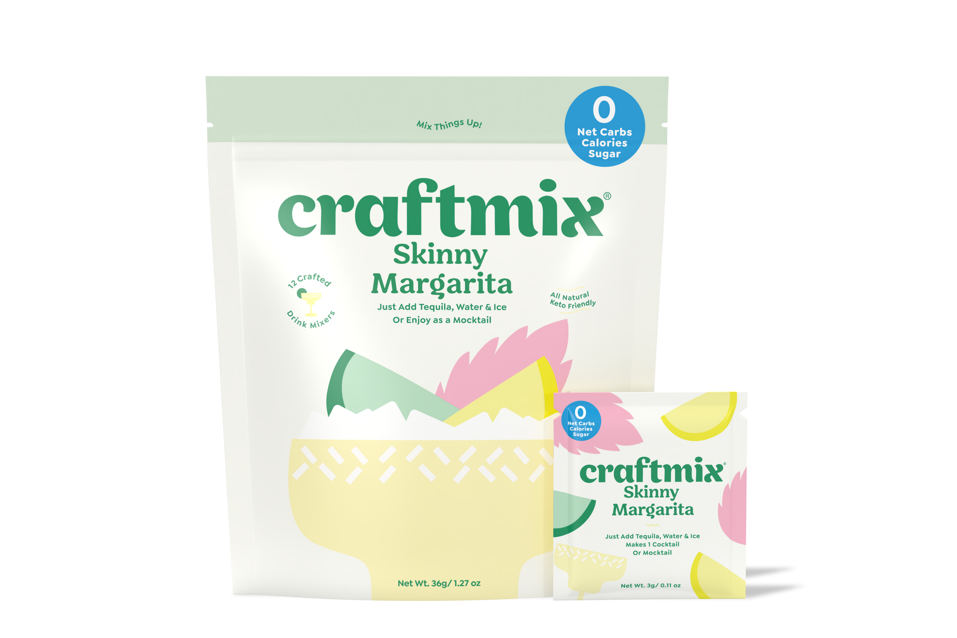 Skinny margarita cocktail mix powder packets by Craftmix, zero sugar drink blend — view 4