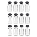 12 pack of 500ml clear flint glass jars with black metal twist lids for food storage