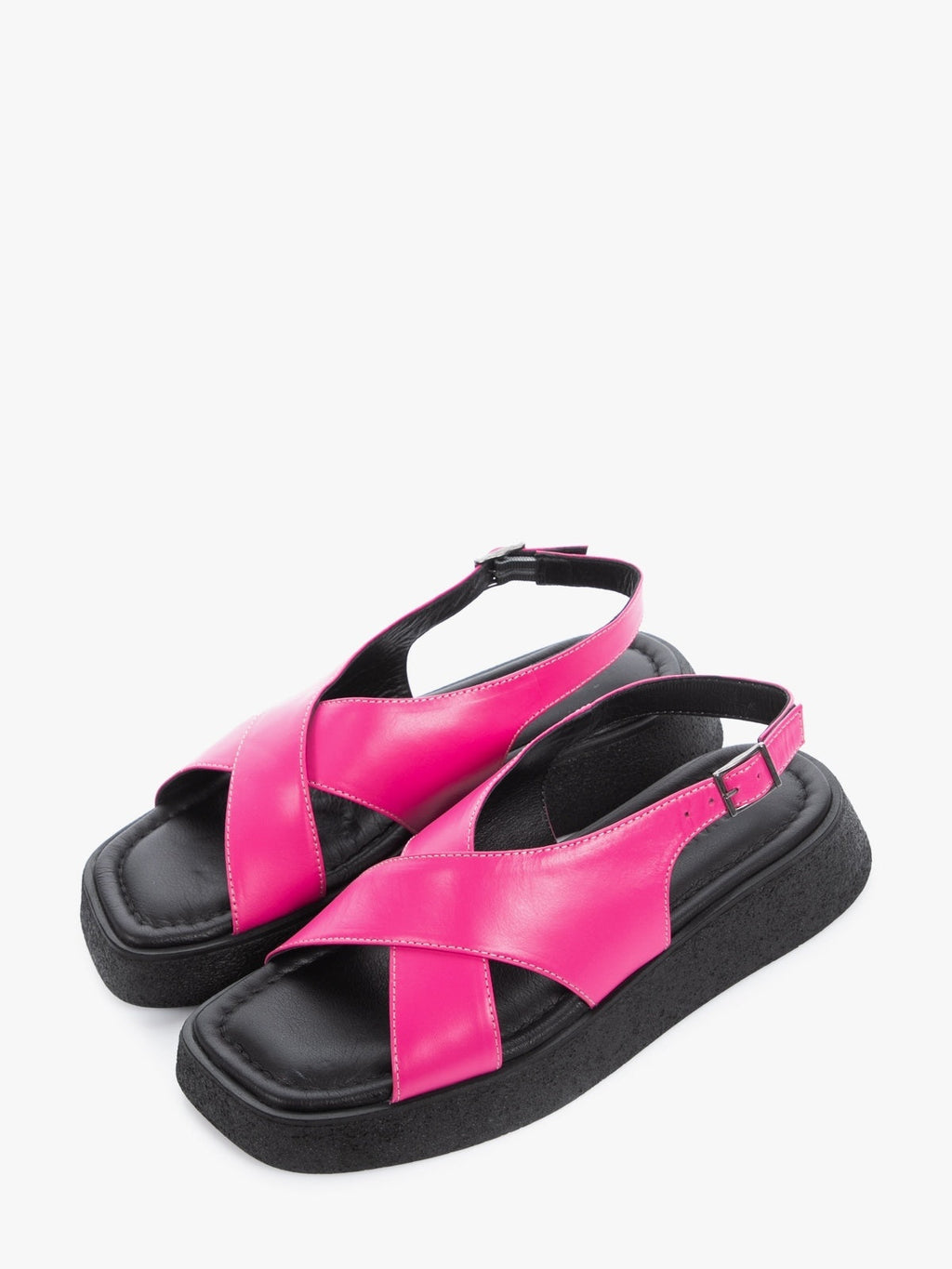 Women's pink genuine leather summer sandals by L'ARTE MILANO featuring a durable synthetic sole — view 2