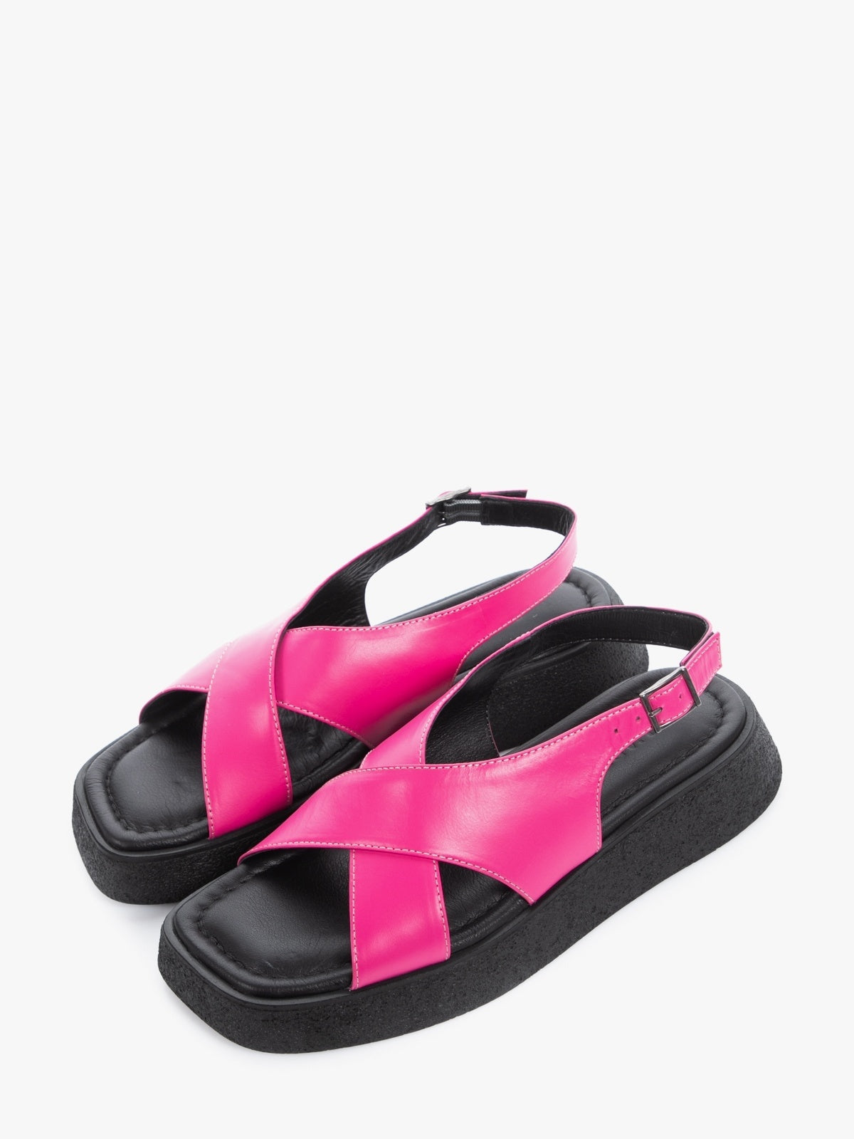 Women's pink genuine leather summer sandals by L'ARTE MILANO featuring a durable synthetic sole — view 2