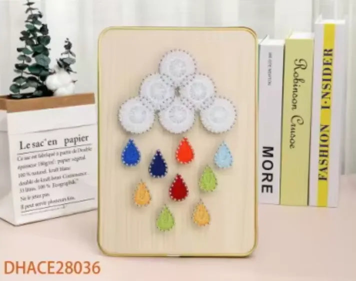 Cloud string art kit with display stand colorful thread and metal pins for DIY