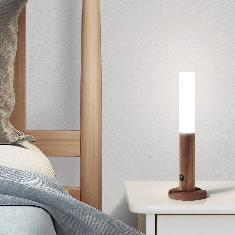 Smart wood LED desk lamp with magnetic base, organic glass, and warm white induction light — view 4