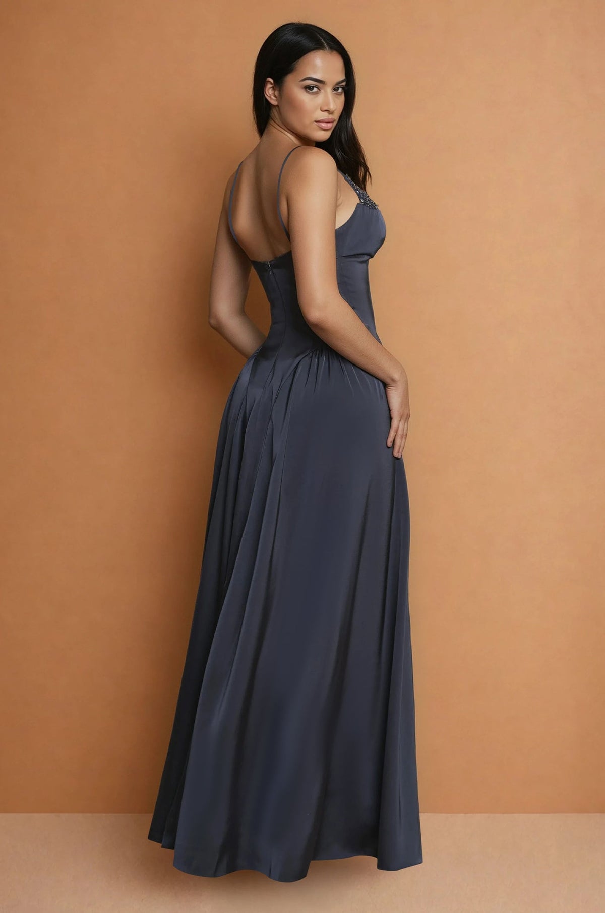 Floor Length Formal Full Skirt Evening Dress-1