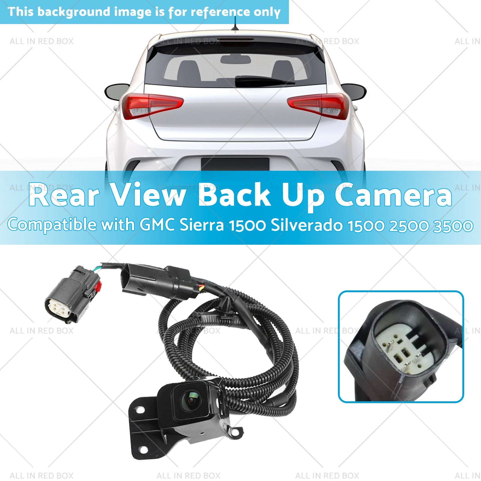 Black wired rear view backup camera for automotive parking assistance and vehicle safety — view 3