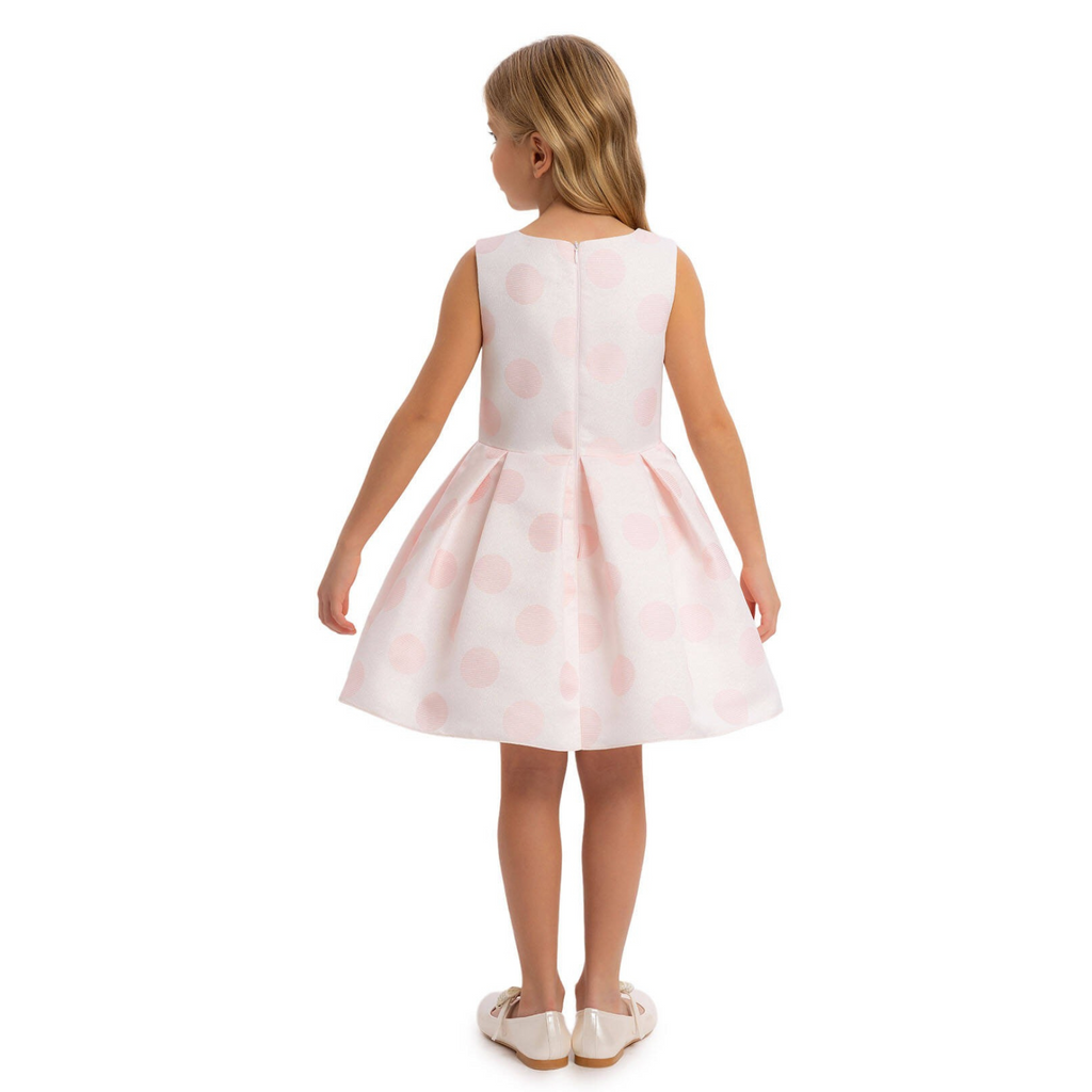Sweet Serenity formal girls dress and matching pearl embroidered bolero jacket in elegant jacquard fabric — view 4