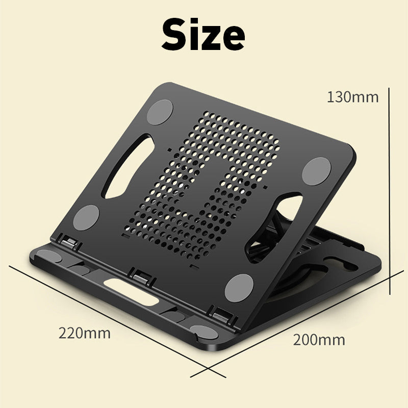 Adjustable portable laptop stand in black and white folding design with non-slip silicone pads — view 3