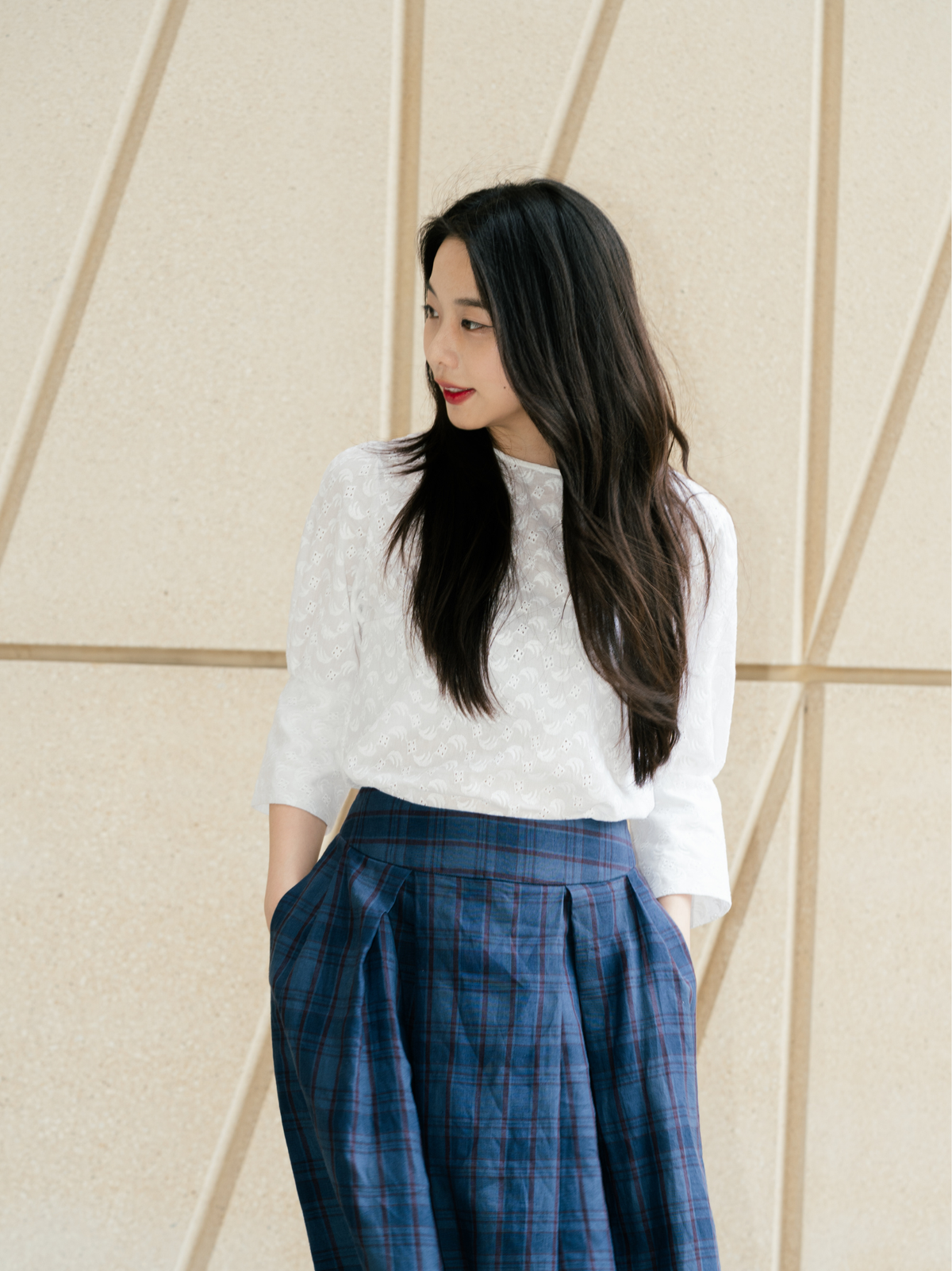 White Broderie anglaise Cotton Blouse - Iwona | No More Nobody-1