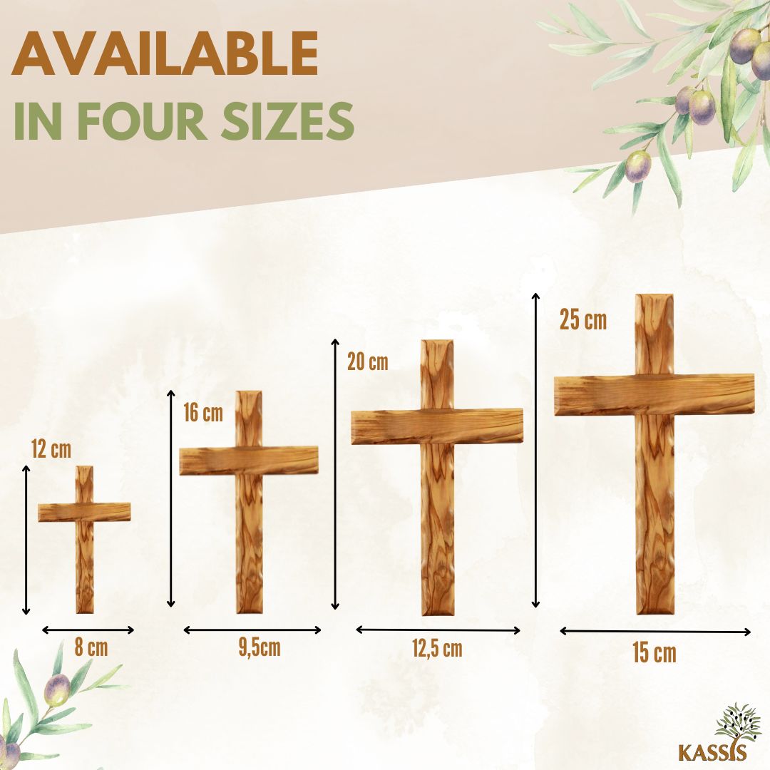 Olivenholz Kreuz gewellt | Schlichtes Wandkreuz als Geschenk zur Taufe, Kommunion oder Geburt-2