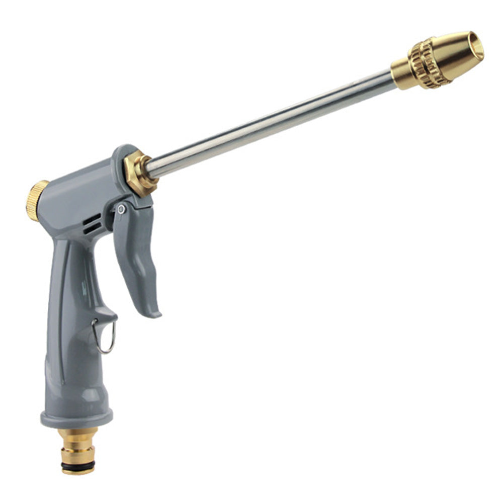 High pressure water hose nozzle attachment in metal and plastic for outdoor cleaning and car washing