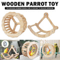 Natural wooden parrot toy set with running wheel and rocking stand for bird cages