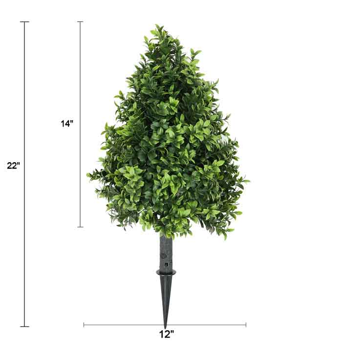 Boxwood Topiary Shrub with Ground Spike 22in – UV Resistant-1