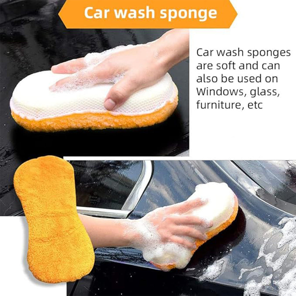 9-piece microfiber car cleaning kit featuring a wash mitt, wheel brush, waxing pads, and towels. — view 5