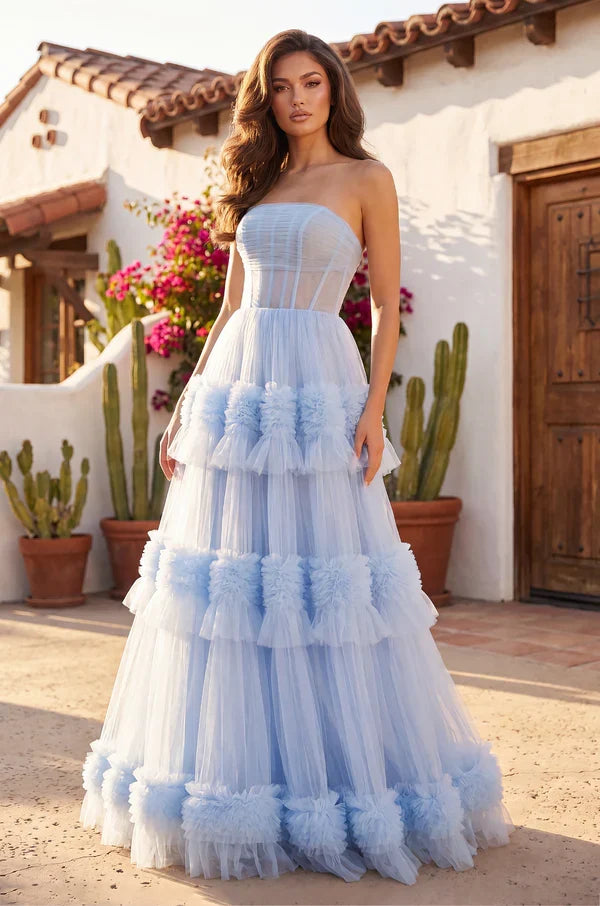 Floor Length Layered Formal Dress Prom Ball Gown-3