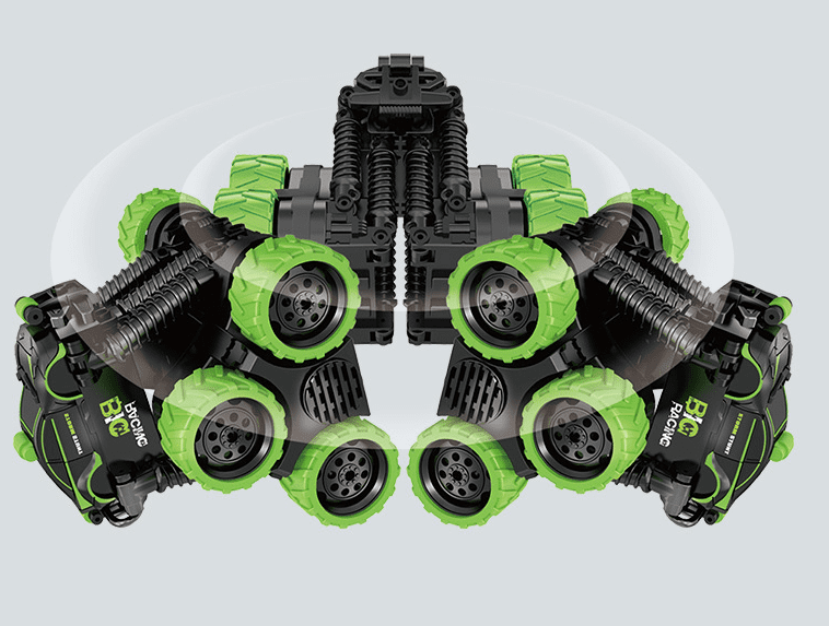 Dynamic 360 degree rolling remote control stunt car with glowing LED lights in vibrant packaging — view 4