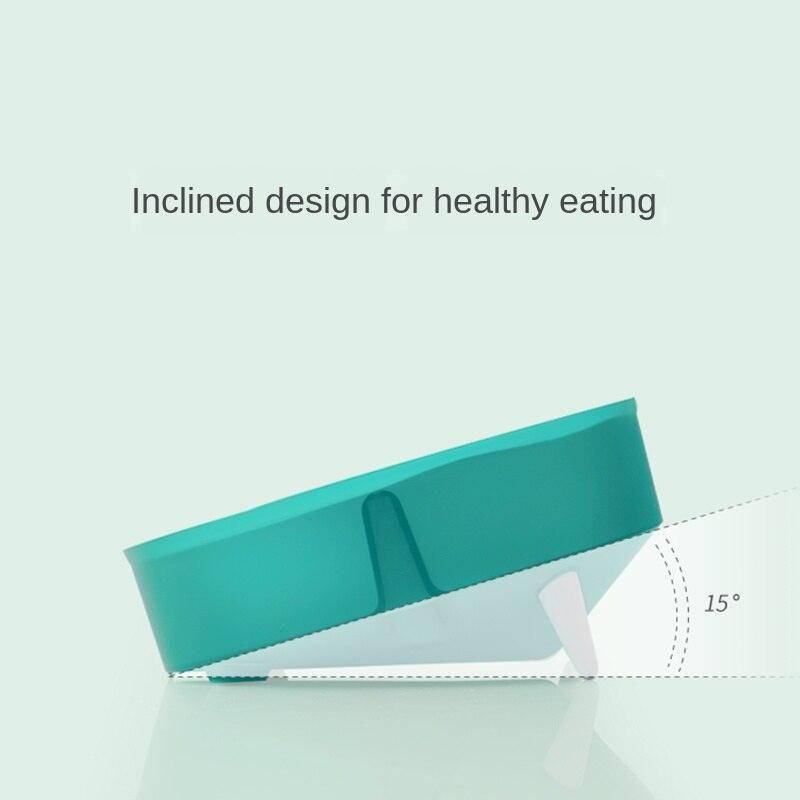 Eco-friendly tilted pet bowl with replaceable bagasse paper inserts in vibrant green and orange. — view 3