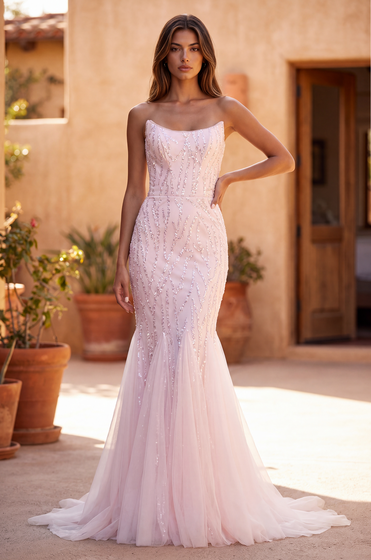Long Mermaid Beaded Formal Evening Dress-2