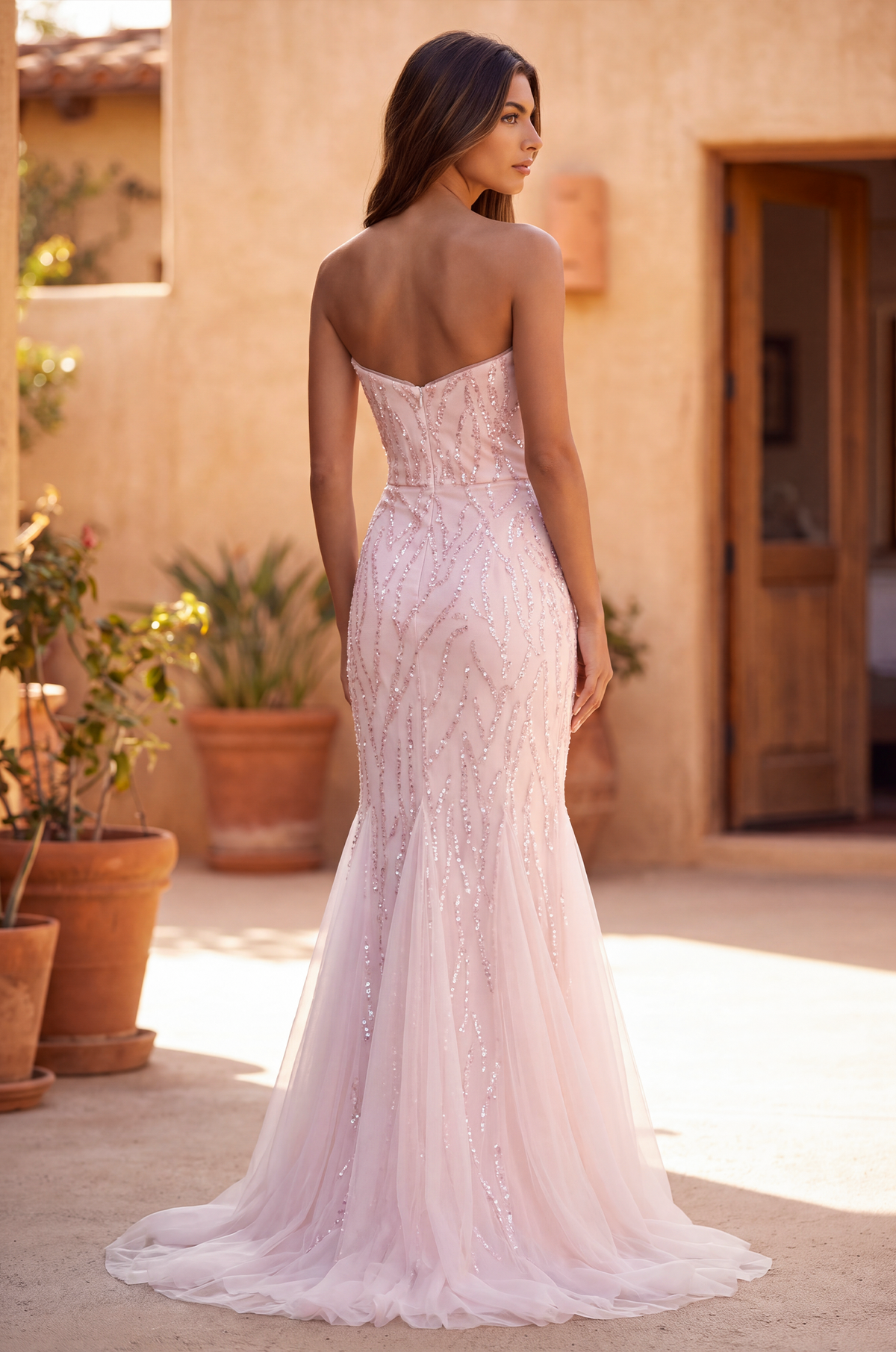 Long Mermaid Beaded Formal Evening Dress-3