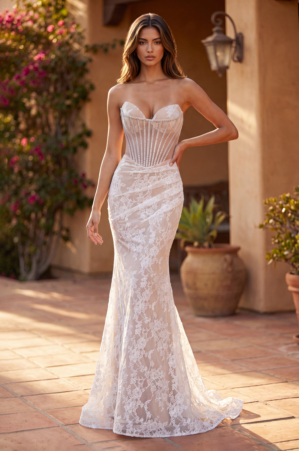 Lace Up Lace Formal Evening Dress-0