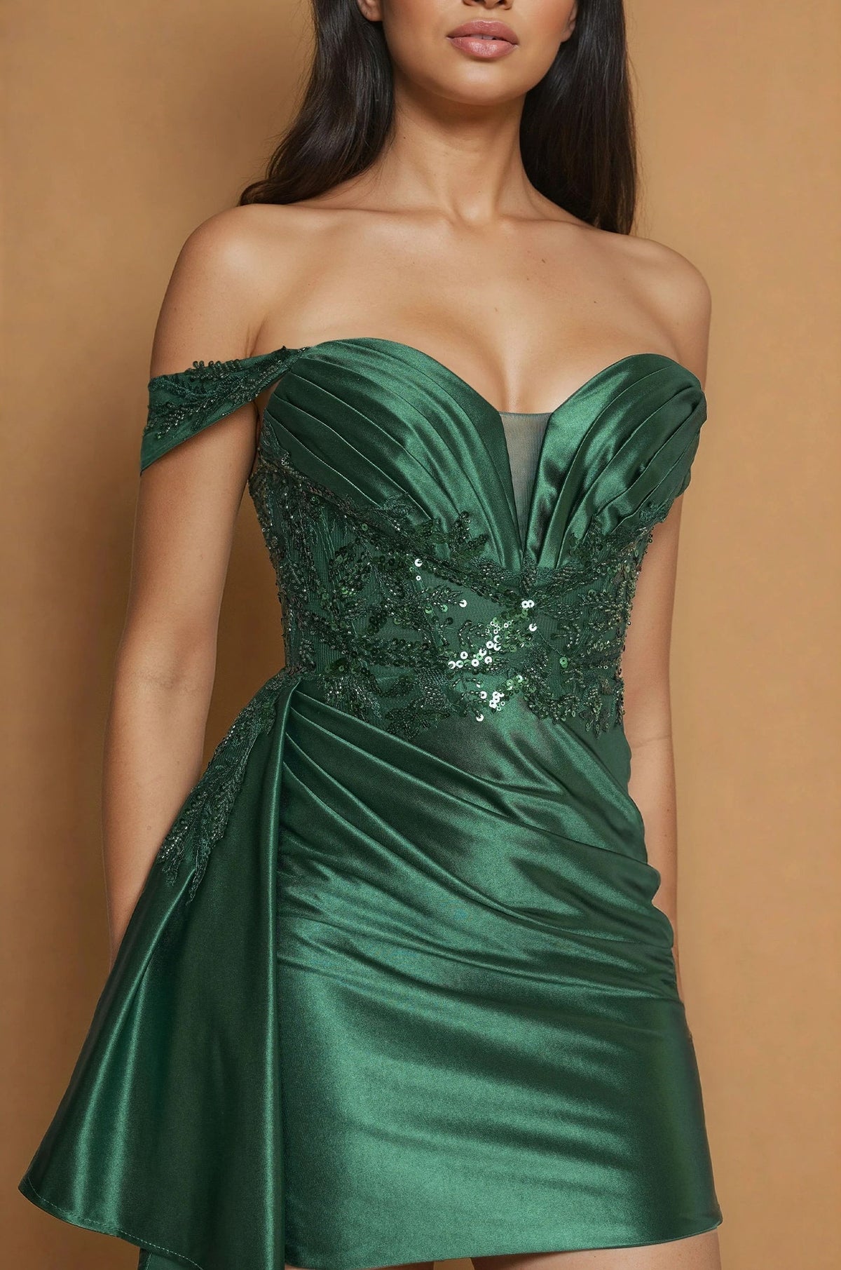 Mini Fitted Satin Formal Cocktail Dress-2