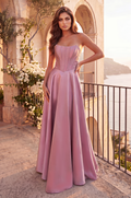Long Formal Corset Satin Ball Gown-0