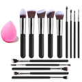 14-piece synthetic makeup brush set with ergonomic handles and a free blending sponge
