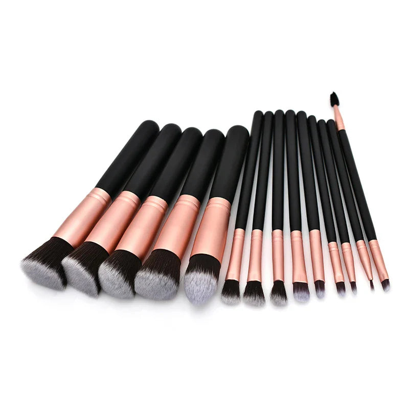 14-piece synthetic makeup brush set with ergonomic handles and a free blending sponge — view 2