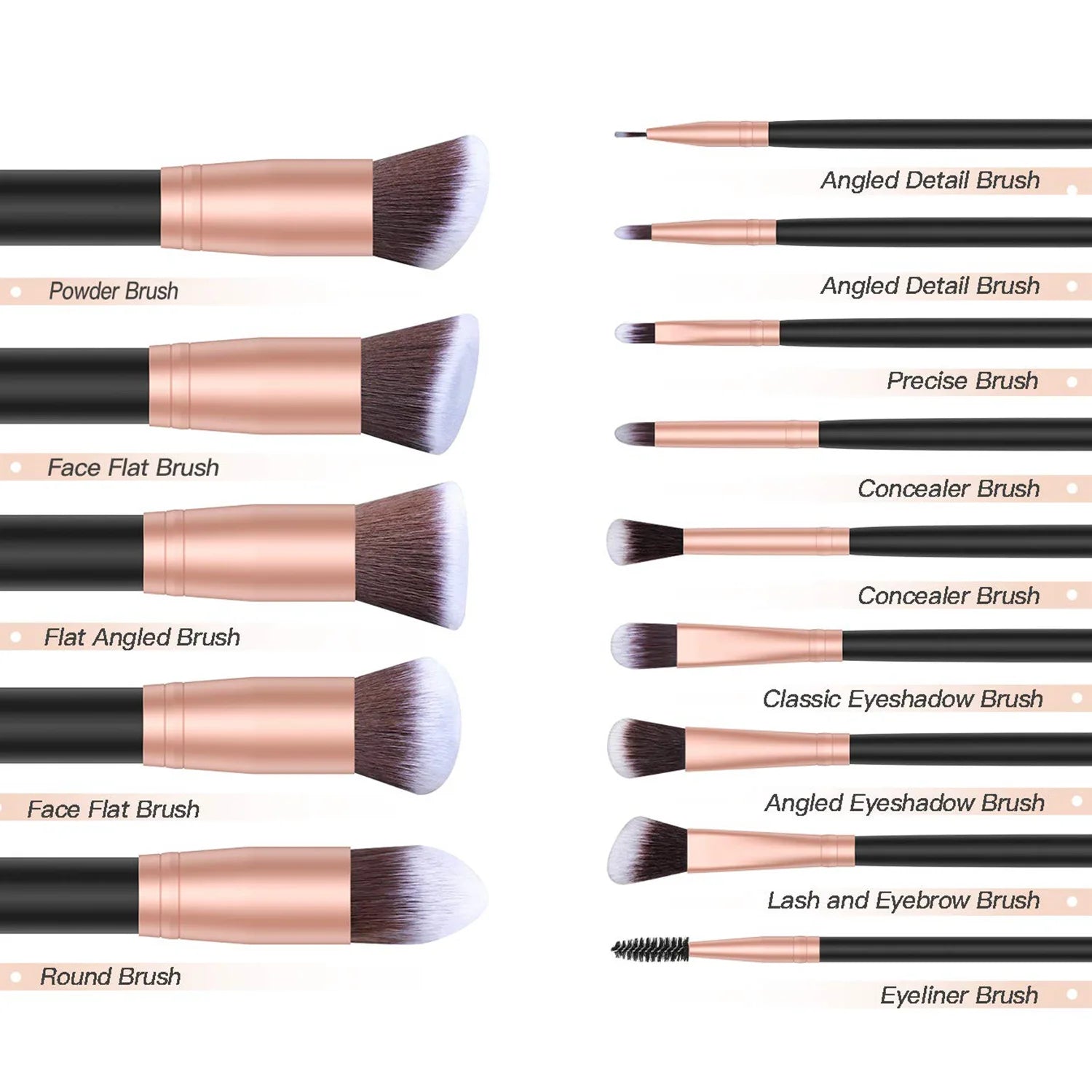 14-piece synthetic makeup brush set with ergonomic handles and a free blending sponge — view 3
