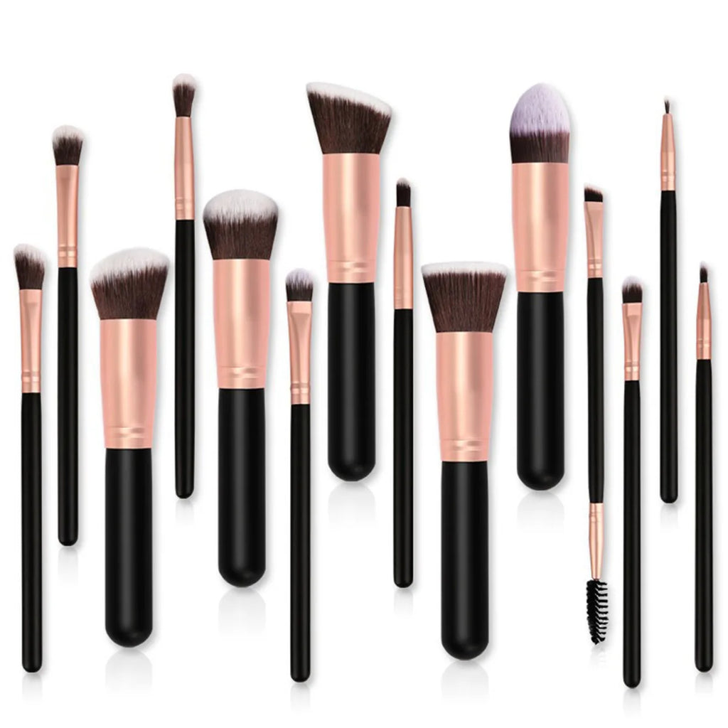 14-piece synthetic makeup brush set with ergonomic handles and a free blending sponge — view 4