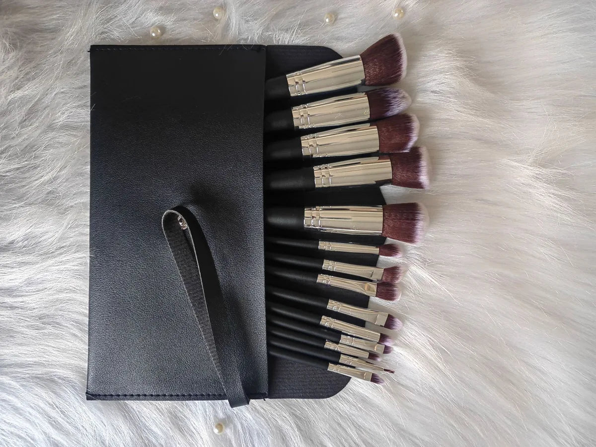 14-piece synthetic makeup brush set with ergonomic handles and a free blending sponge — view 5