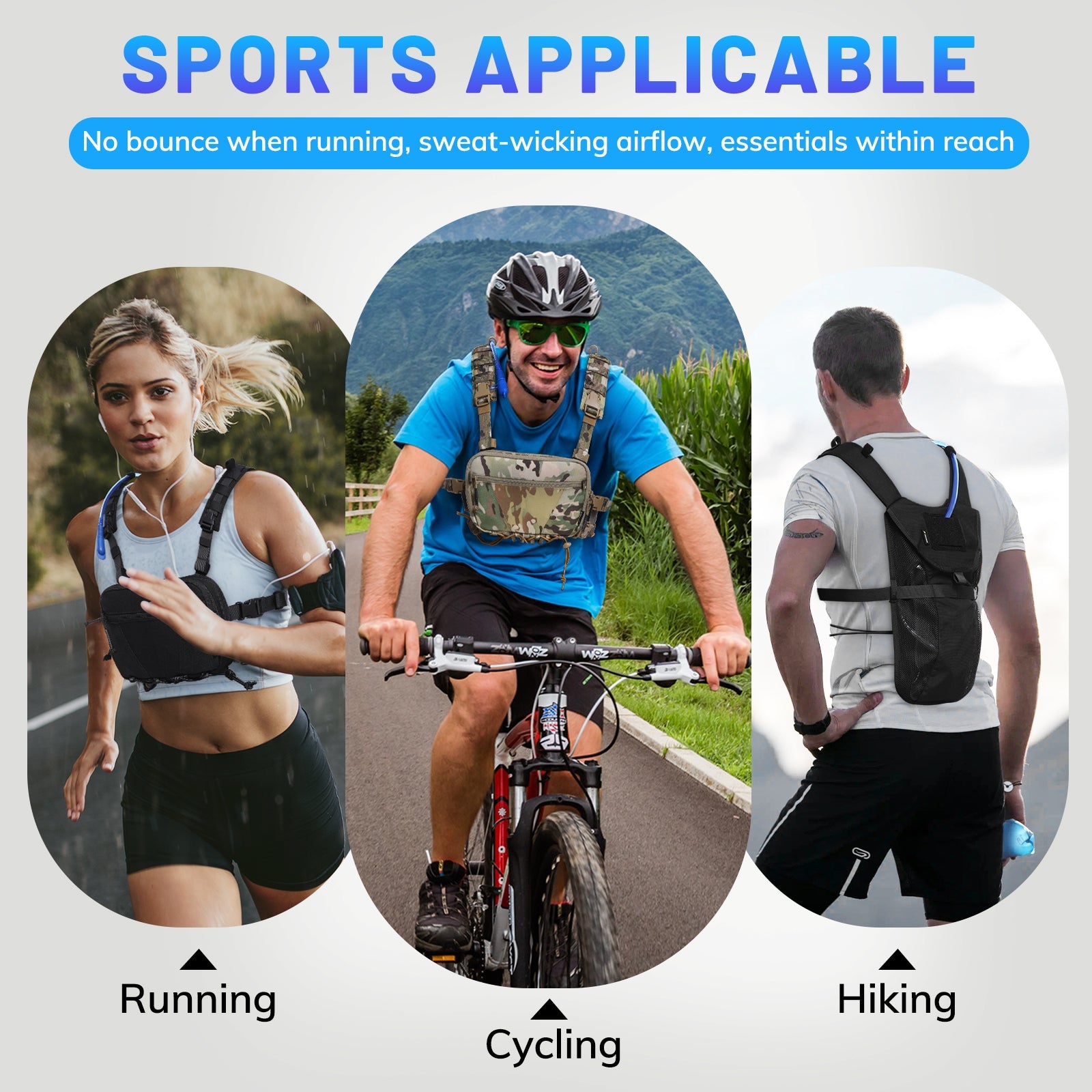 Lightweight running hydration vest with 2L water bladder, adjustable straps, and breathable mesh back panel. — view 4
