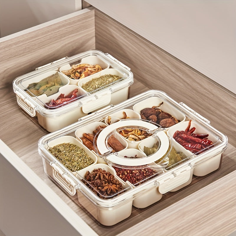 White clear 8 compartment food storage container with airtight lid and built in carrying handle — view 5