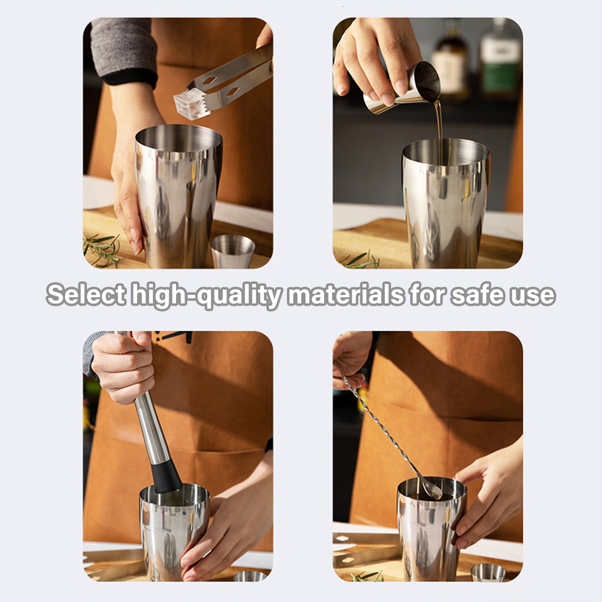 Cocktail Shaker Set Bar Tools Stainless Steel Mixing Glasses Drink Shaker Cups
