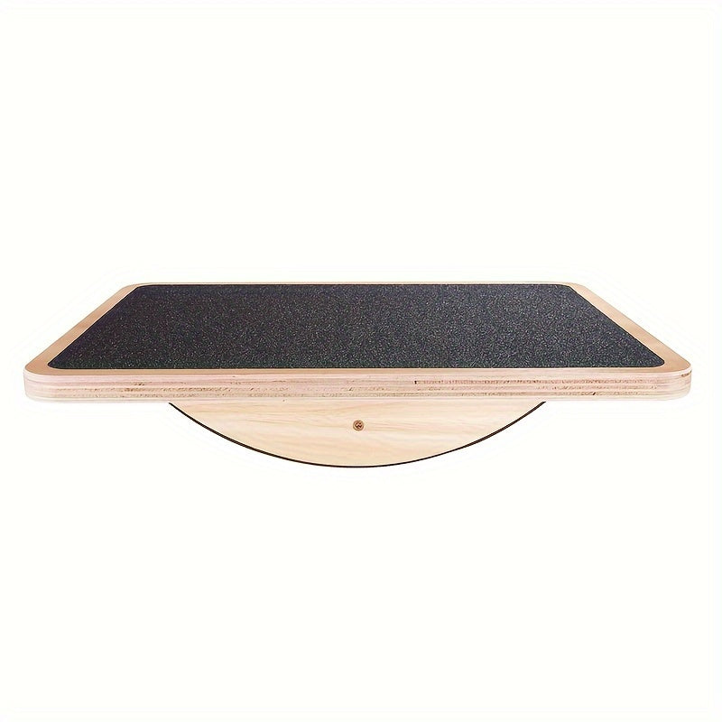 Wooden balance board with anti-slip roller for core strength and stability training at home
