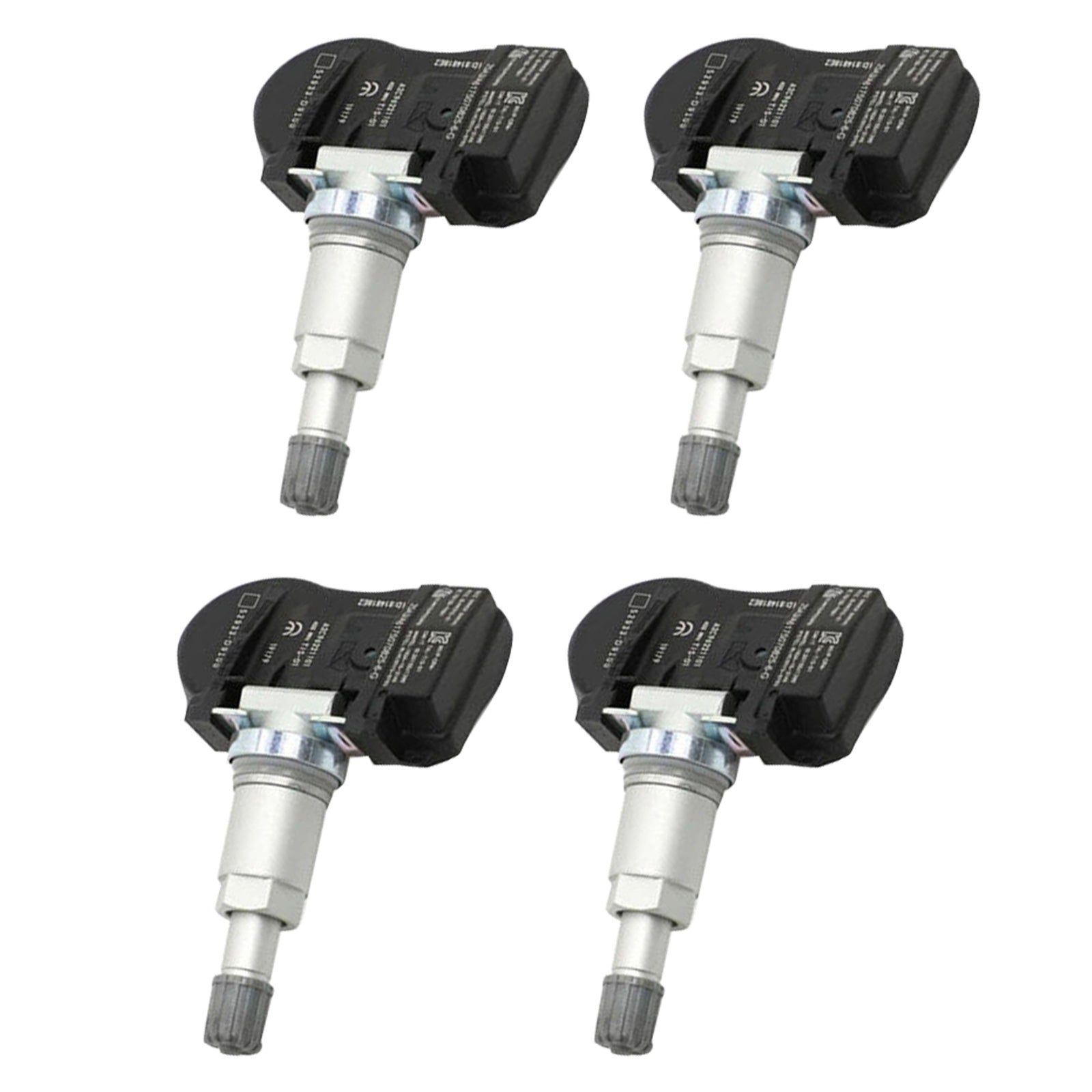 Set of four black TPMS tire pressure sensors for Hyundai and Kia vehicles