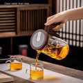Intelligent glass teapot with automatic filter magnetic lid and elegant matching teacup for loose leaf