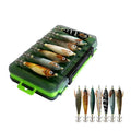 Luminous wood shrimp squid fishing lures in various vibrant patterns with sharp split hooks