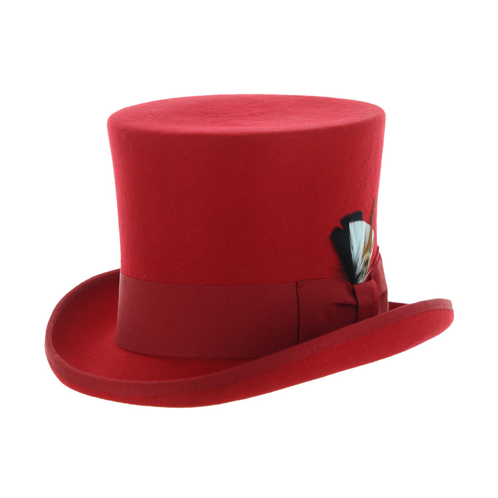 Red Wool Felt Top Hat for Men | Ferrecci-0