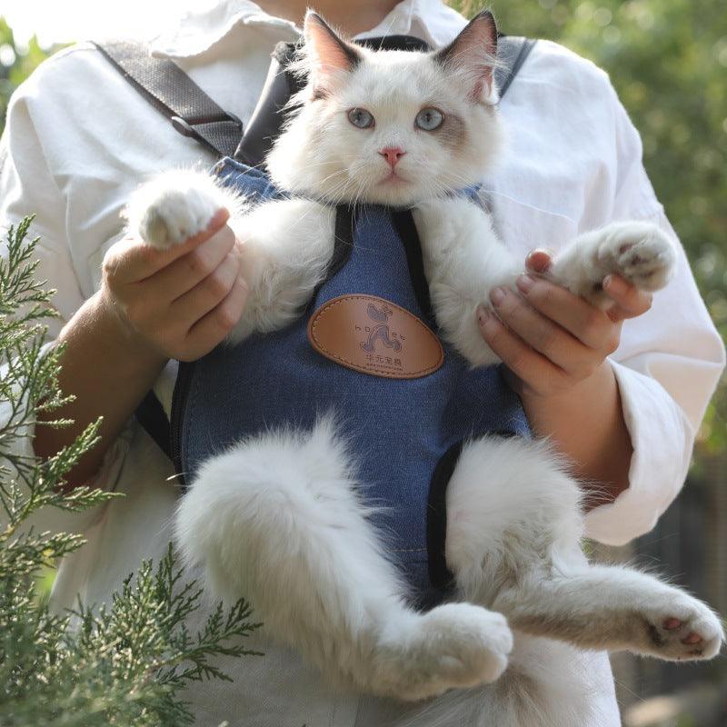 Spring adventure cat carrier in durable canvas with cute cartoon pattern and comfortable leg openings — view 3