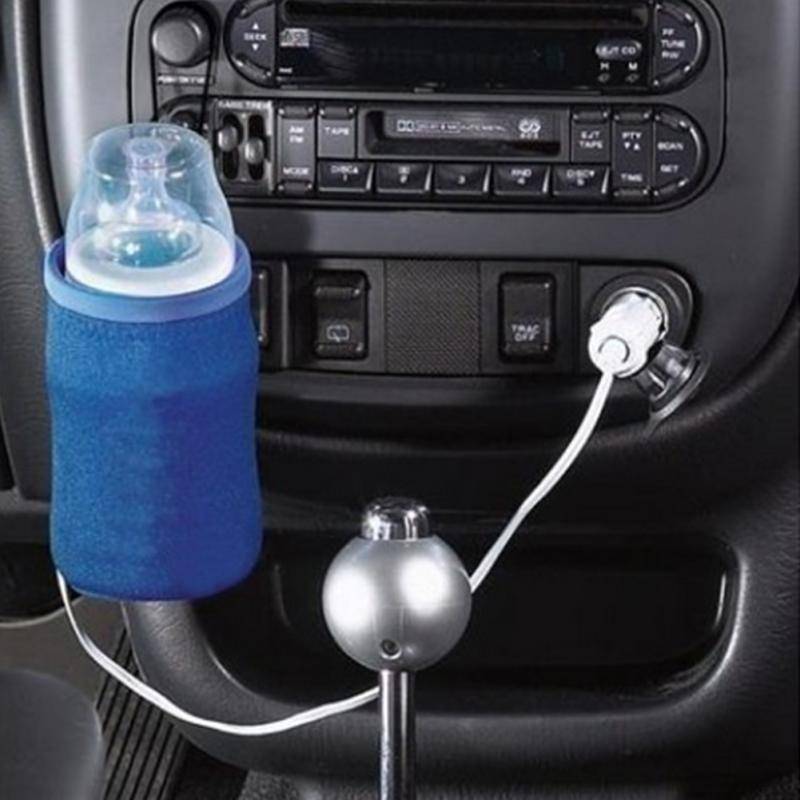 Blue 12V car baby bottle warmer and coffee cup heater with insulated carry case.