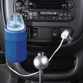 Blue 12V car baby bottle warmer and coffee cup heater with insulated carry case.
