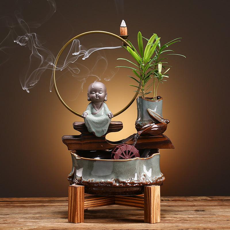 Small ceramic self-circulating desktop fish tank aquarium for modern living room decor — view 2