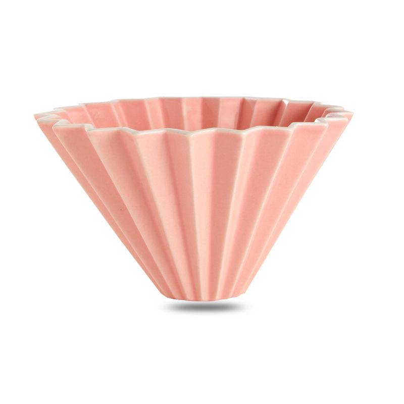 Ceramic origami dripper pour over coffee maker in premium Japanese porcelain with ribbed interior design — view 5