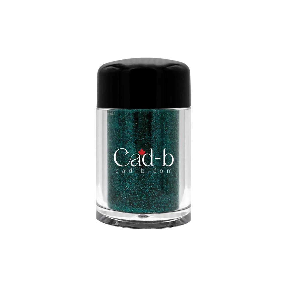 Aquamarine blue ultra-fine loose glitter eyeshadow dust in a small clear makeup jar — view 3