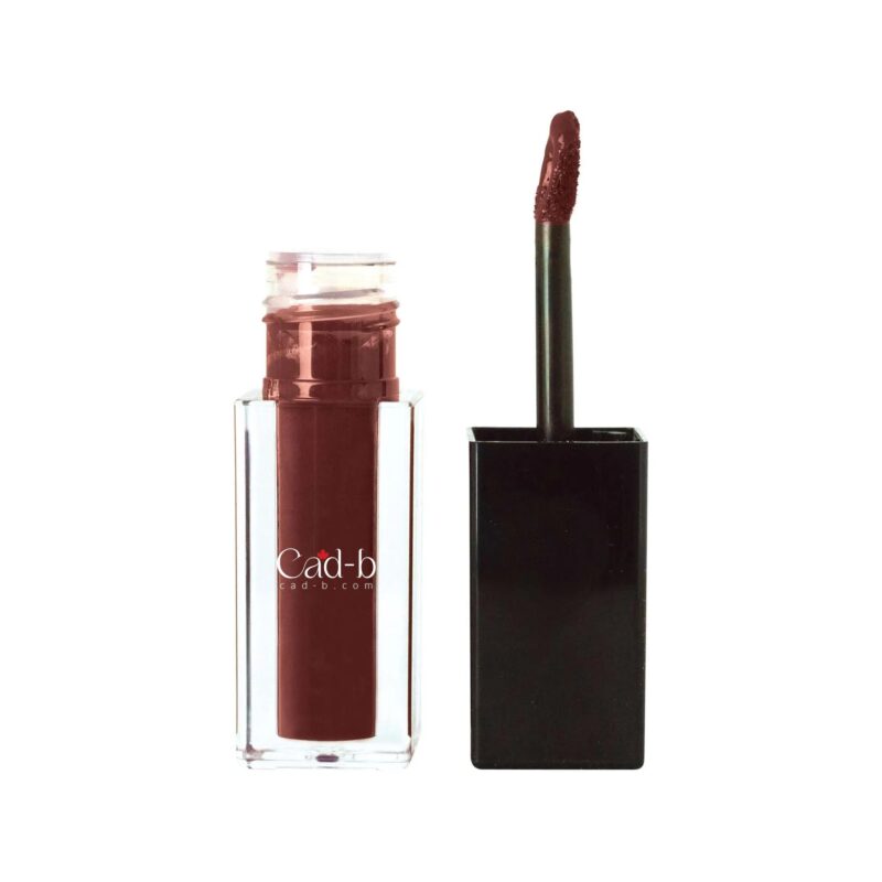 Cherry wine liquid cream lipstick in recyclable tube packaging showcasing a flawless velvety matte finish. — view 3