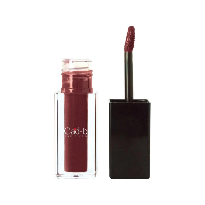 Vegan liquid cream lipstick tube with applicator, showing rich full-coverage color and velvet finish. — view 3